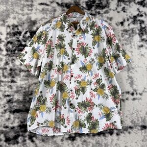 Votpove Button Down Shirt Mens Size Extra Large Floral Pineapple Vacation